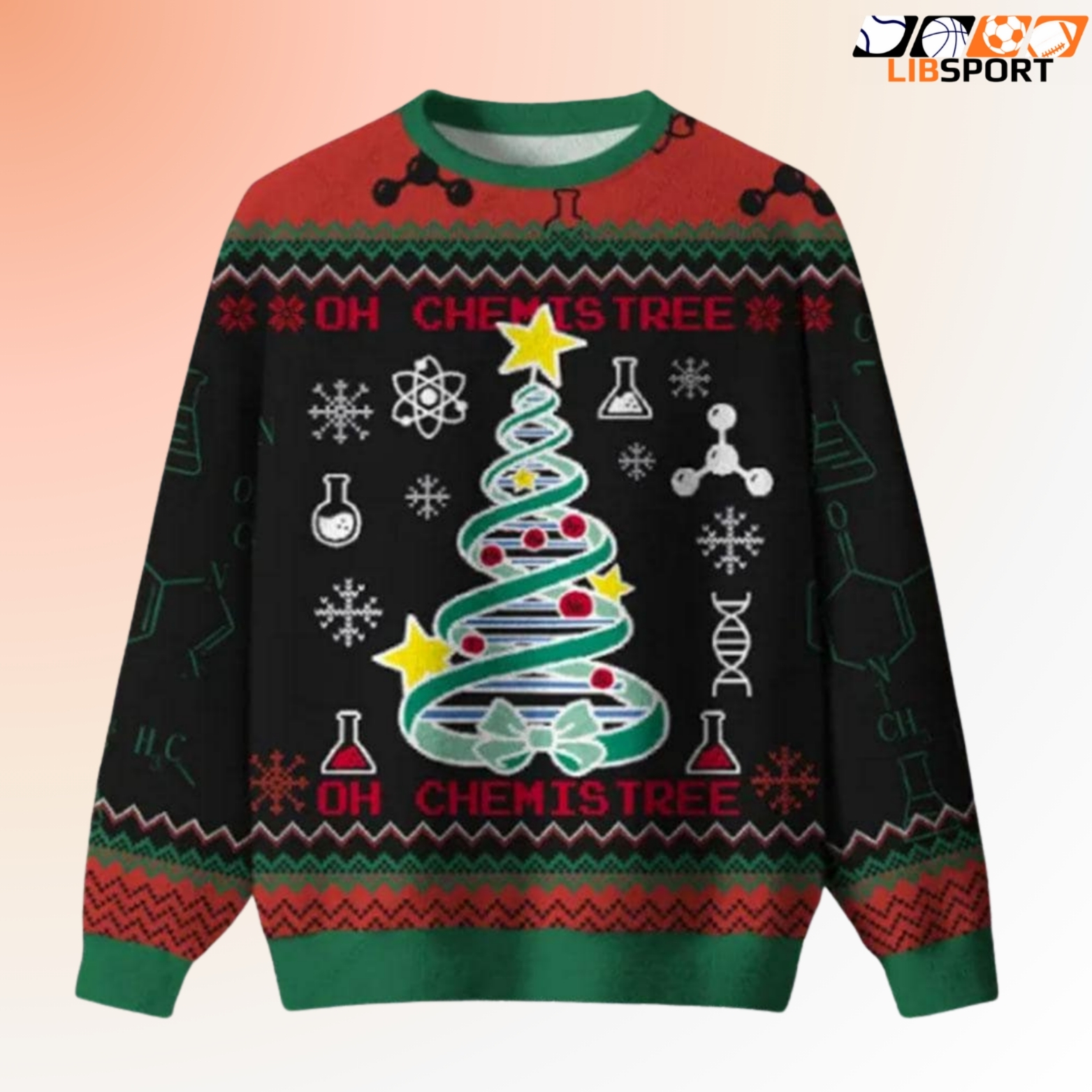 Chemistry Ugly Christmas Sweater, Dna Tree Science Jumper, Funny Chemist Stem Holiday Gift